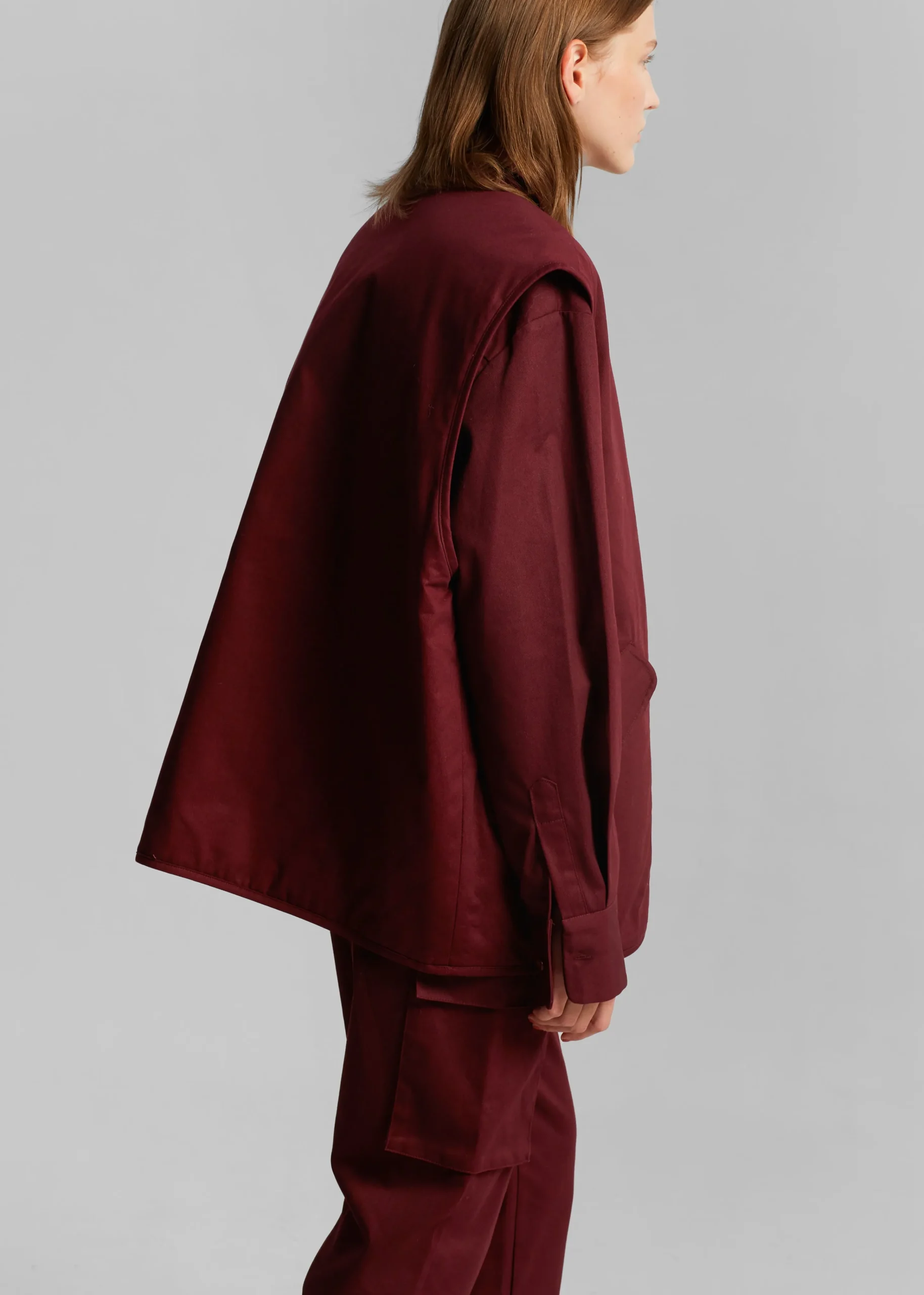 The Frankie Shop Devon Wide Zip Vest Burgundy
