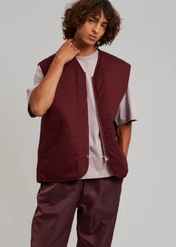 The Frankie Shop Devon Wide Zip Vest Burgundy