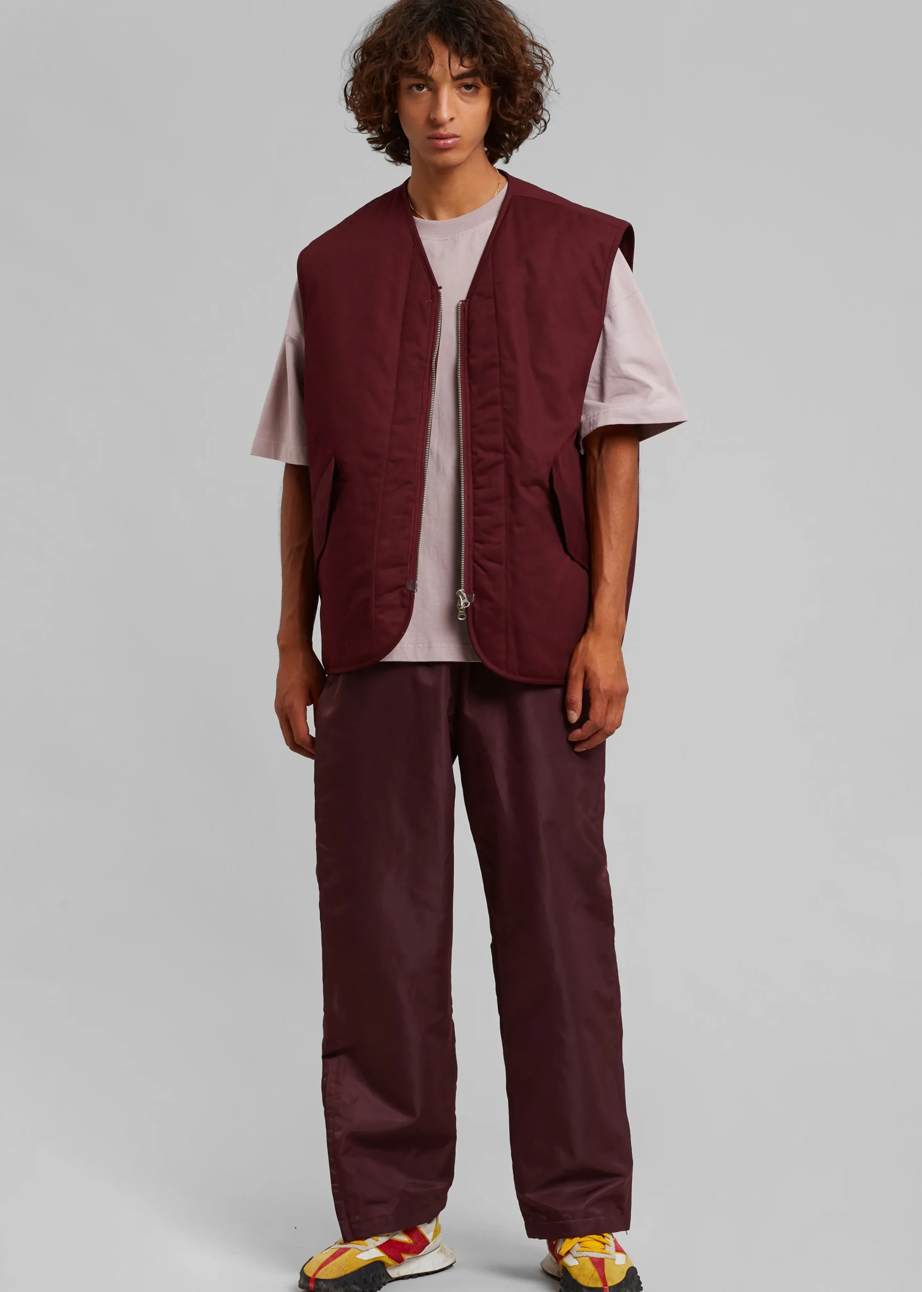 The Frankie Shop Devon Wide Zip Vest Burgundy