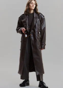 The Frankie Shop Diana Faux Leather Trench Coat Java Online