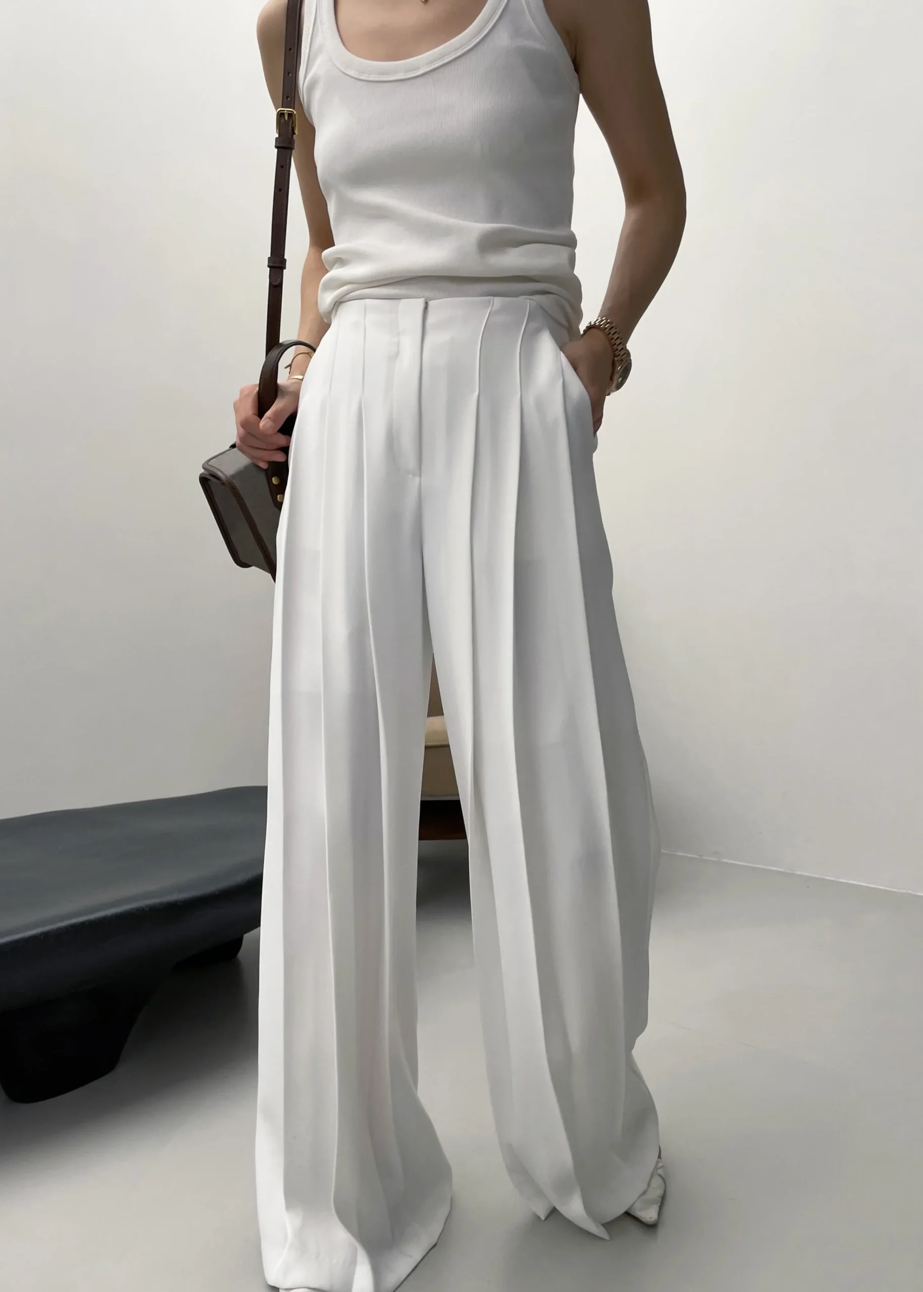 The Frankie Shop Dillon Pleated Pants White Outlet