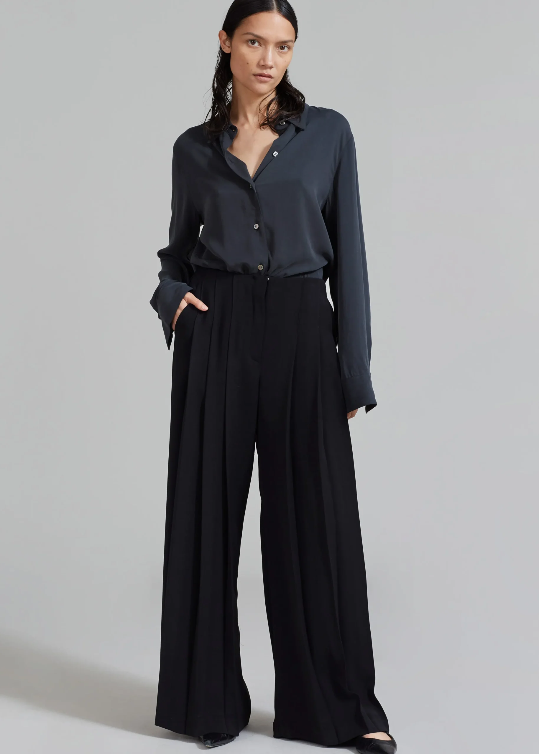 The Frankie Shop Dillon Pleated Pants Black Hot