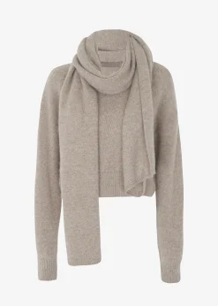 The Frankie Shop Dori Sweater & Scarf Set Taupe New