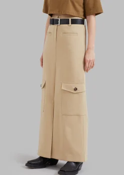 The Frankie Shop Eden Long Cargo Skirt Beige Hot