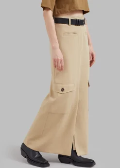 The Frankie Shop Eden Long Cargo Skirt Beige Hot
