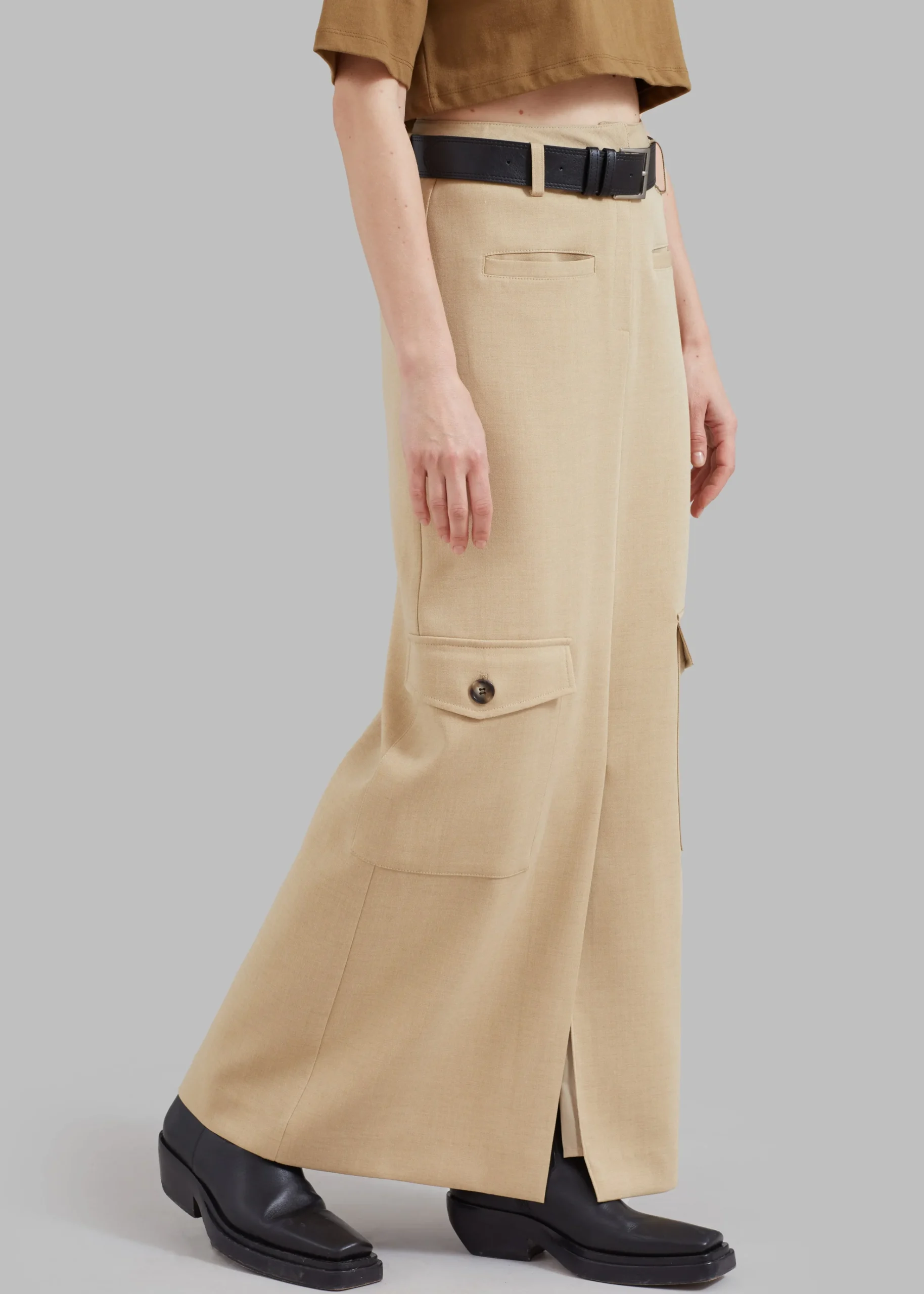The Frankie Shop Eden Long Cargo Skirt Beige Hot