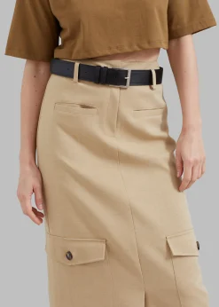 The Frankie Shop Eden Long Cargo Skirt Beige Hot