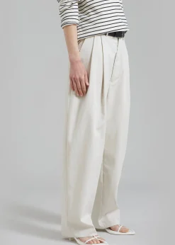 The Frankie Shop Effie Pleated Pants Beige