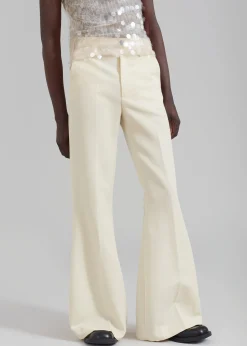 The Frankie Shop Egonlab Mega Flared Pants Light Beige Wool Online