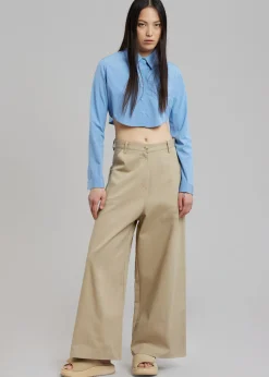 The Frankie Shop Eiko Cropped Shirt Blue Online