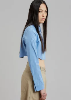 The Frankie Shop Eiko Cropped Shirt Blue Online