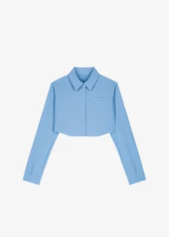 The Frankie Shop Eiko Cropped Shirt Blue Online