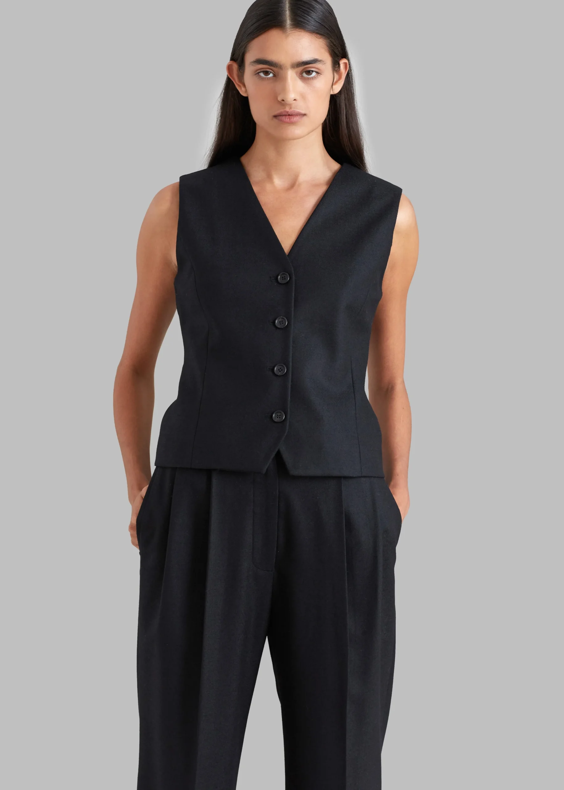 The Frankie Shop Eleanor Wool Vest Black Online