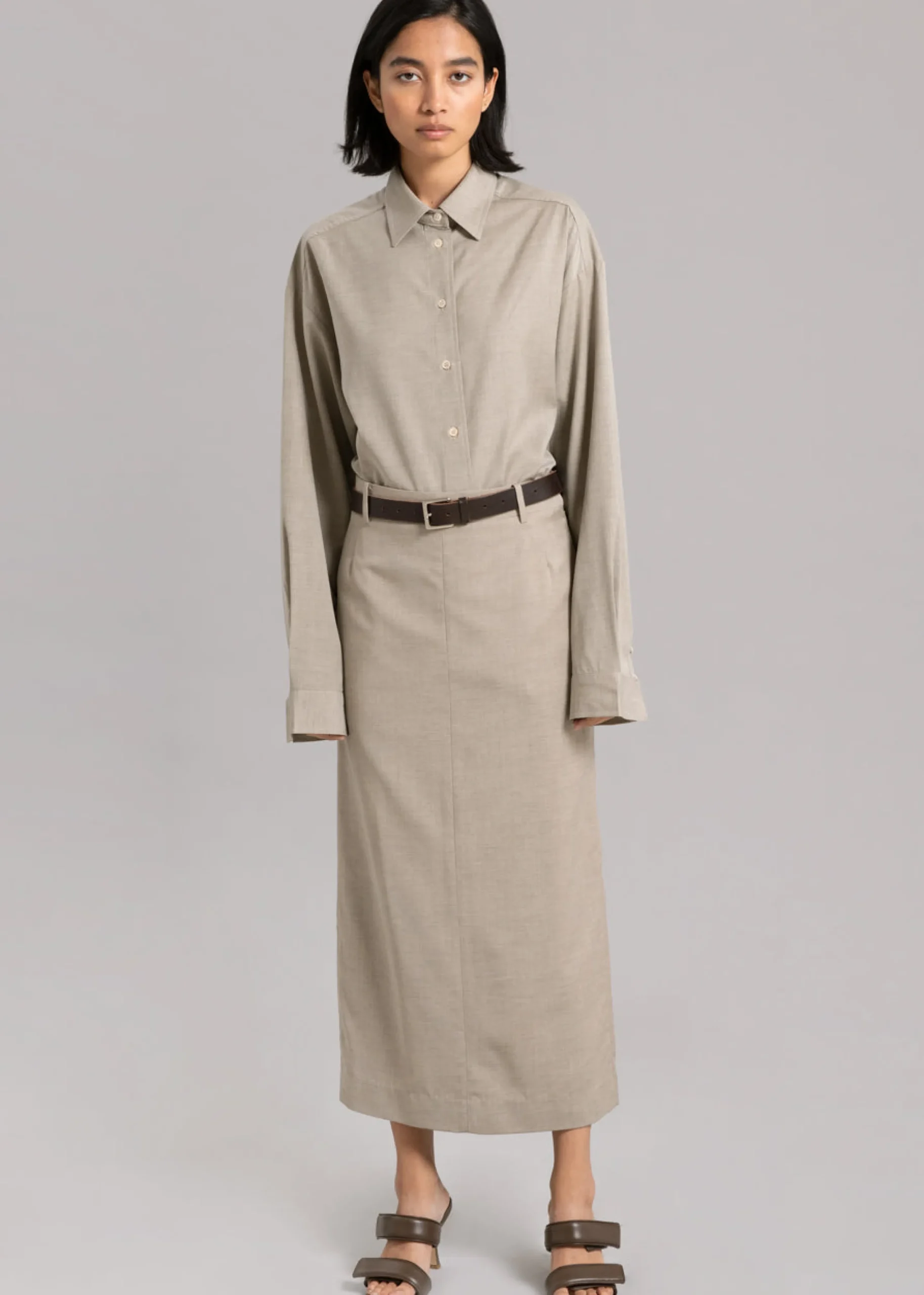 The Frankie Shop Eli Pencil Skirt Taupe Melange Clearance