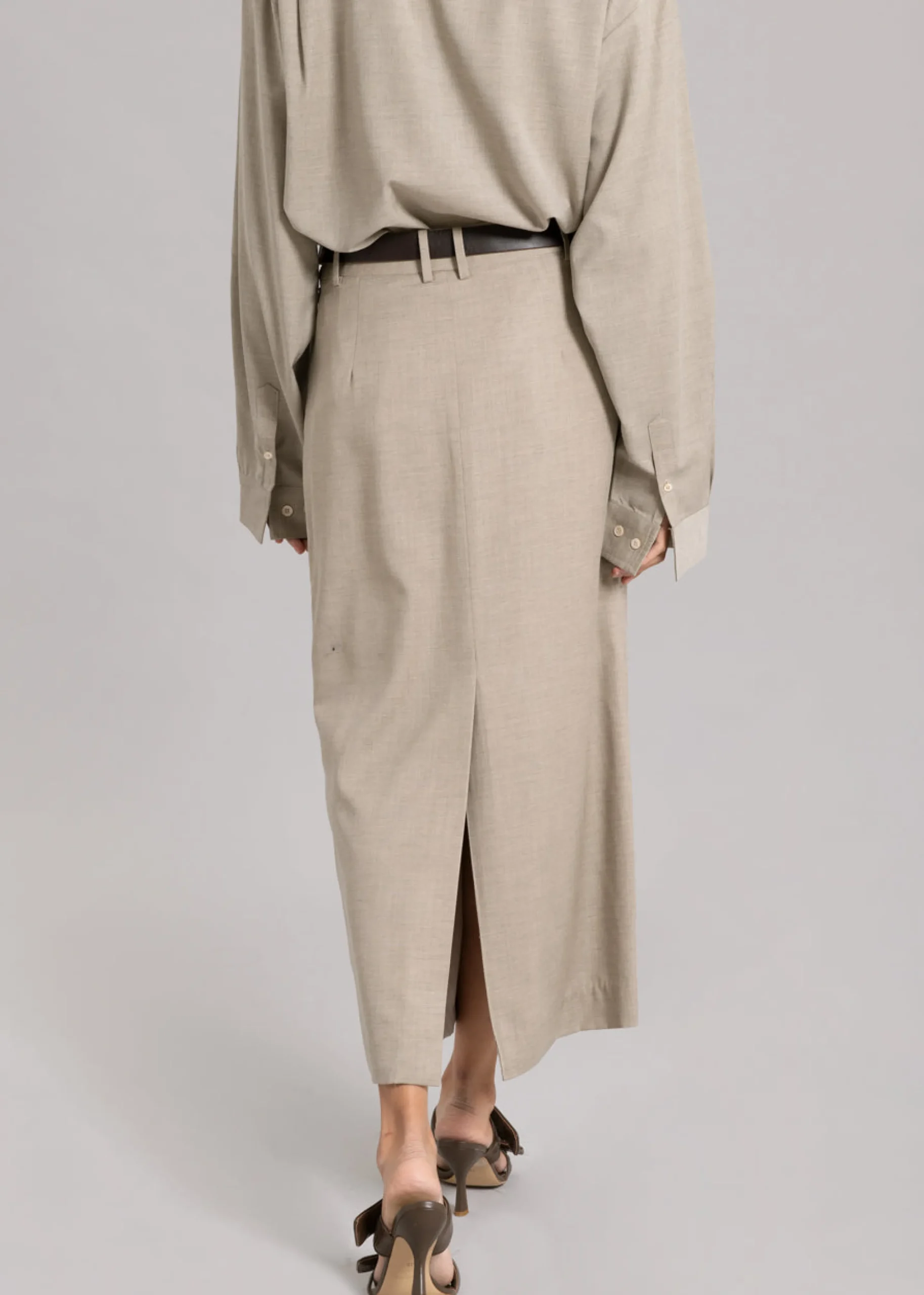 The Frankie Shop Eli Pencil Skirt Taupe Melange Clearance