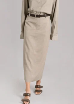 The Frankie Shop Eli Pencil Skirt Taupe Melange Clearance