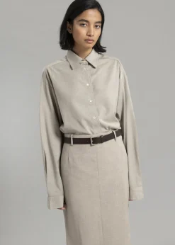 The Frankie Shop Eli Pencil Skirt Taupe Melange Clearance