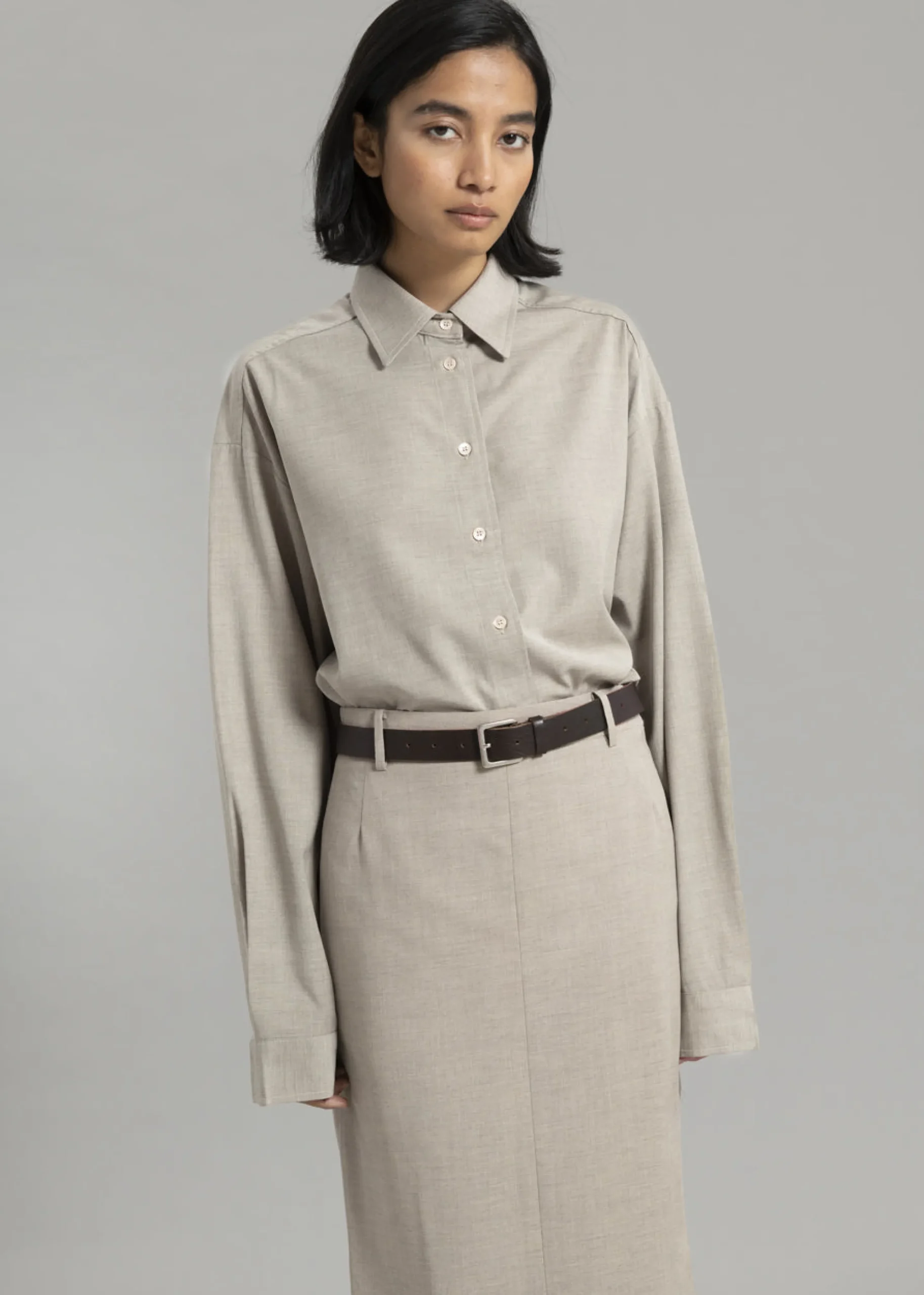 The Frankie Shop Eli Pencil Skirt Taupe Melange Clearance