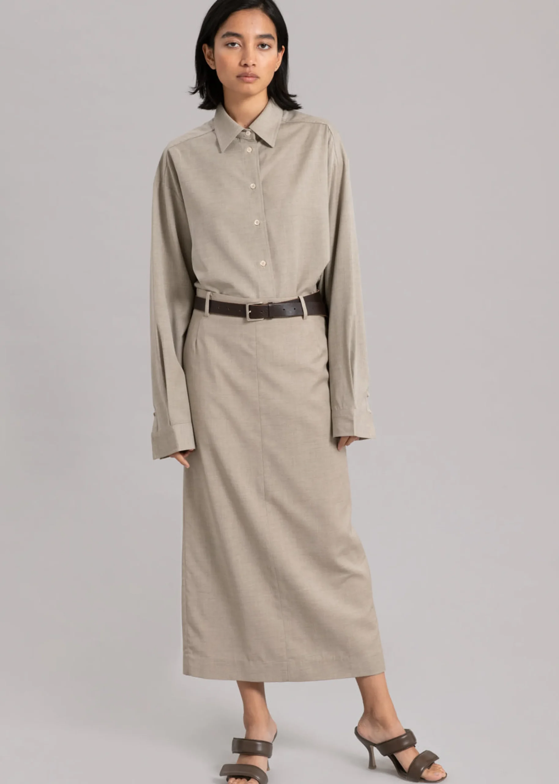 The Frankie Shop Eli Pencil Skirt Taupe Melange Clearance