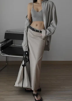 The Frankie Shop Eli Pencil Skirt Taupe Melange Clearance