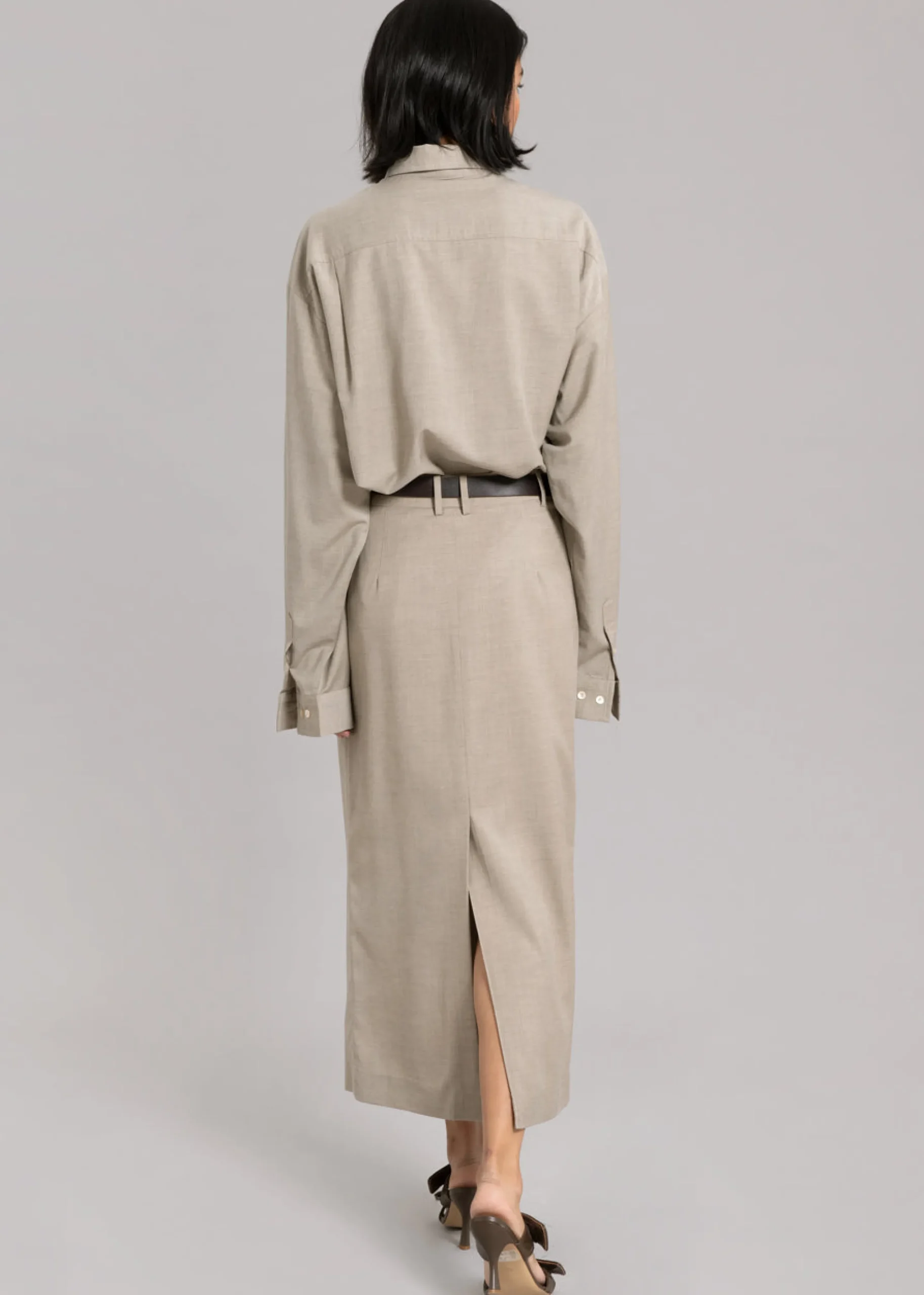 The Frankie Shop Eli Pencil Skirt Taupe Melange Clearance