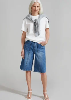 The Frankie Shop Elia Denim Bermuda Shorts Medium Wash Best