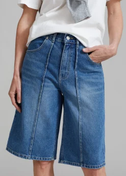 The Frankie Shop Elia Denim Bermuda Shorts Medium Wash Best