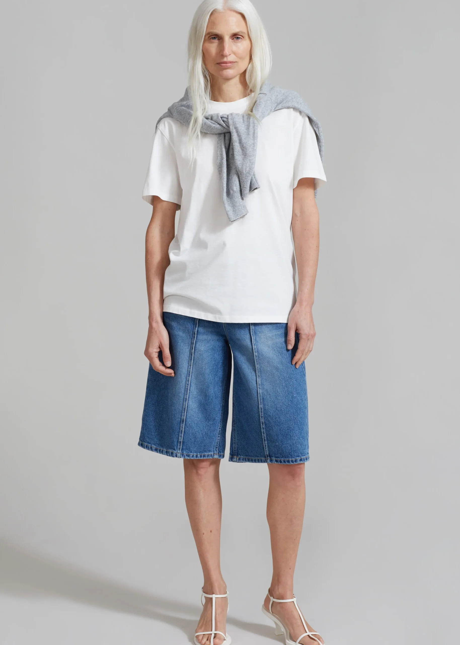 The Frankie Shop Elia Denim Bermuda Shorts Medium Wash Best