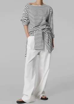 The Frankie Shop Elin Boatneck Top Black Stripe Discount