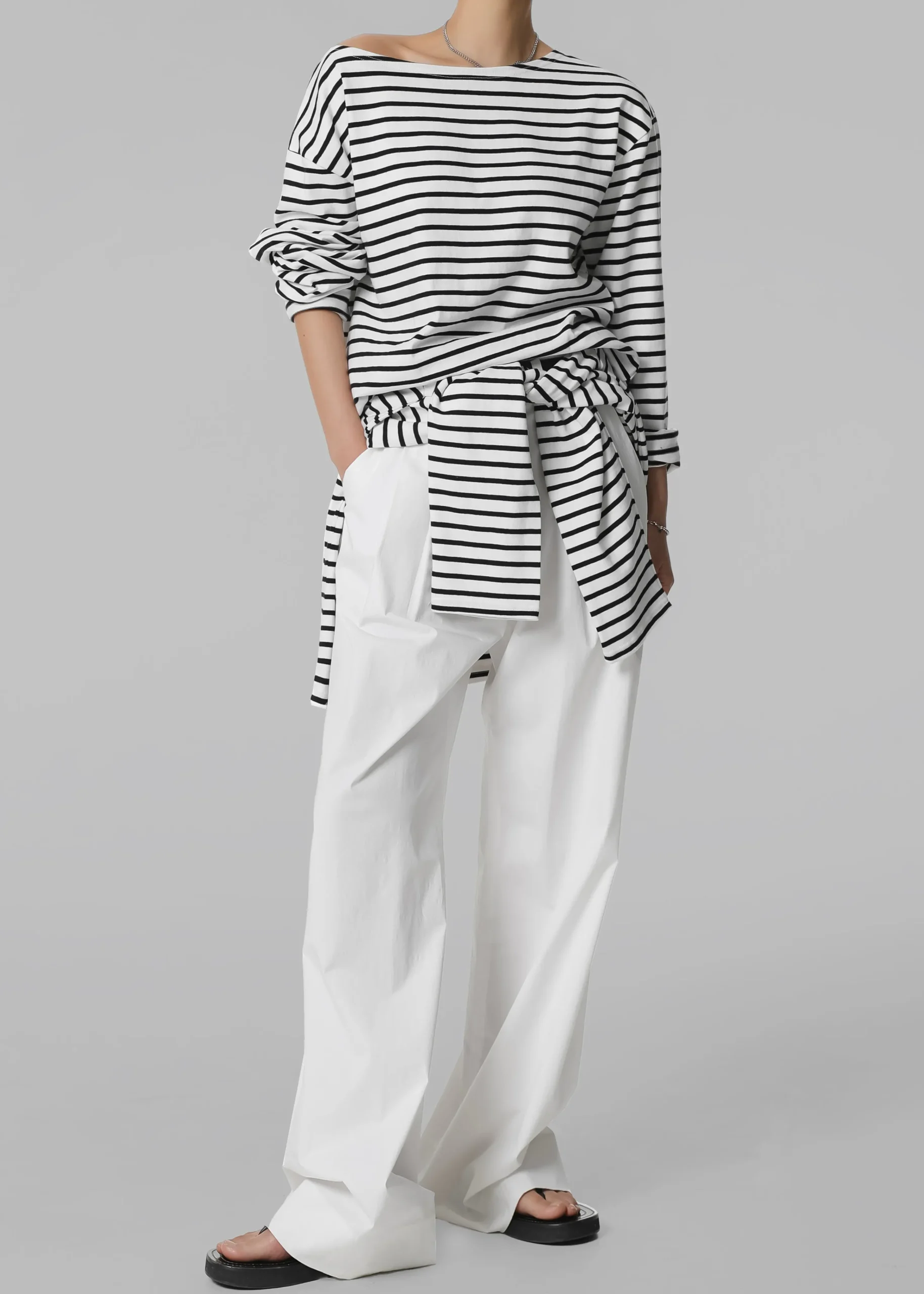 The Frankie Shop Elin Boatneck Top Black Stripe Discount