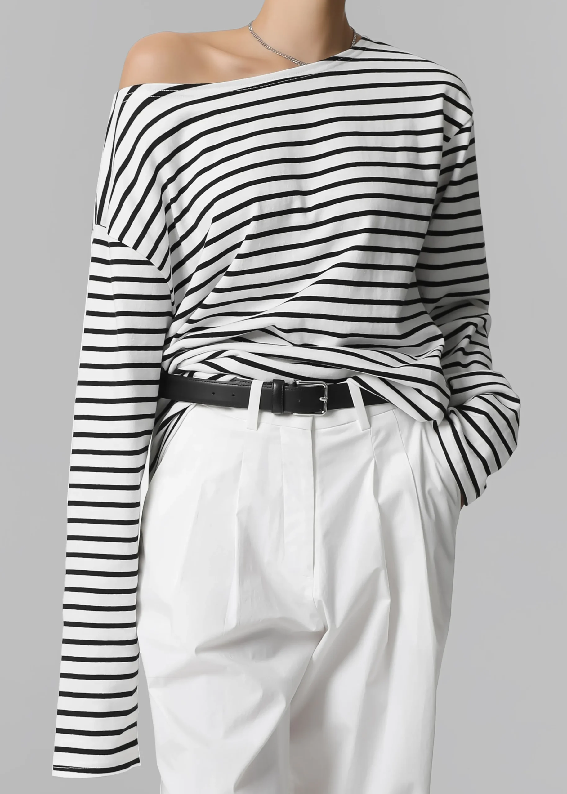 The Frankie Shop Elin Boatneck Top Black Stripe Discount