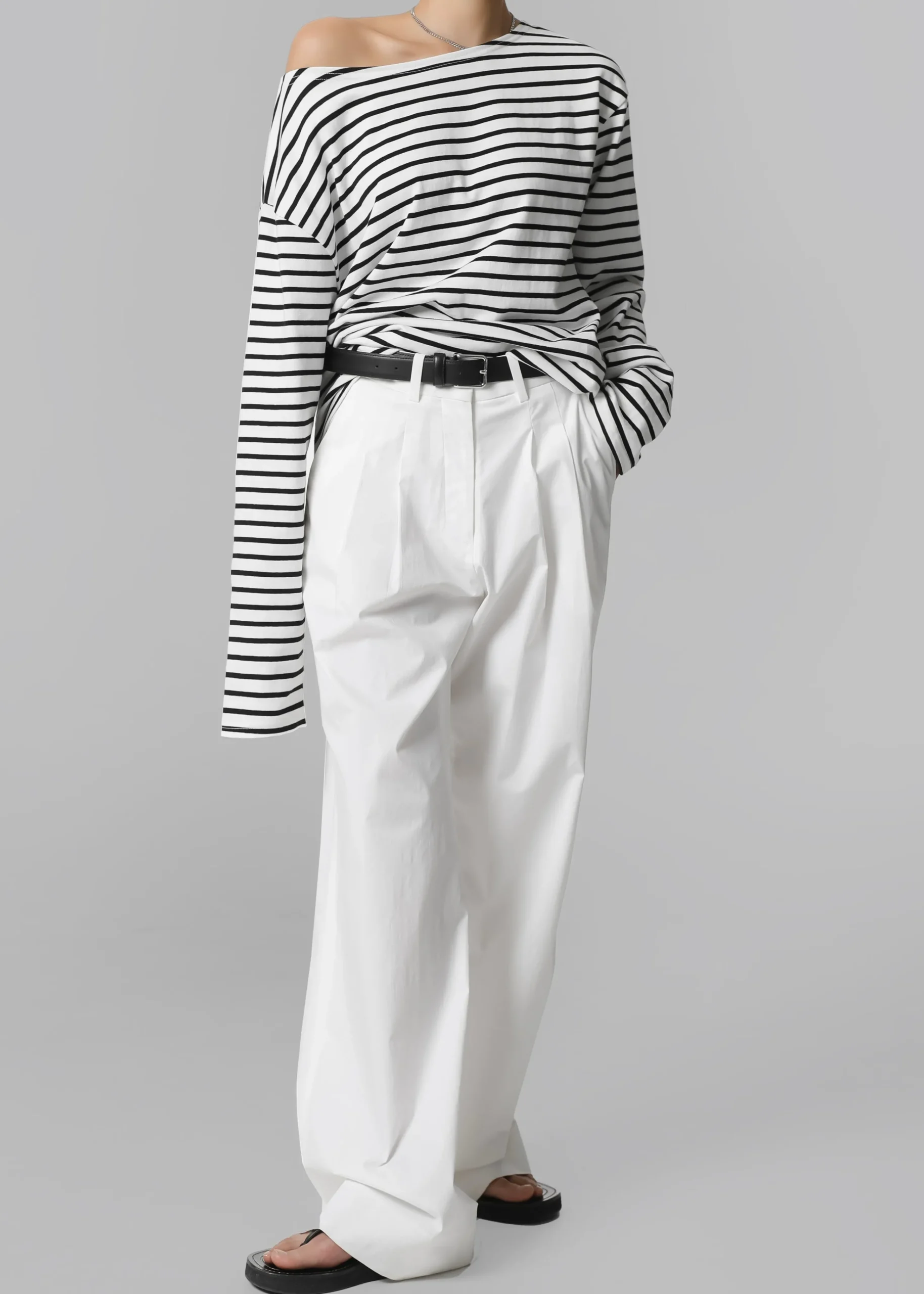 The Frankie Shop Elin Boatneck Top Black Stripe Discount