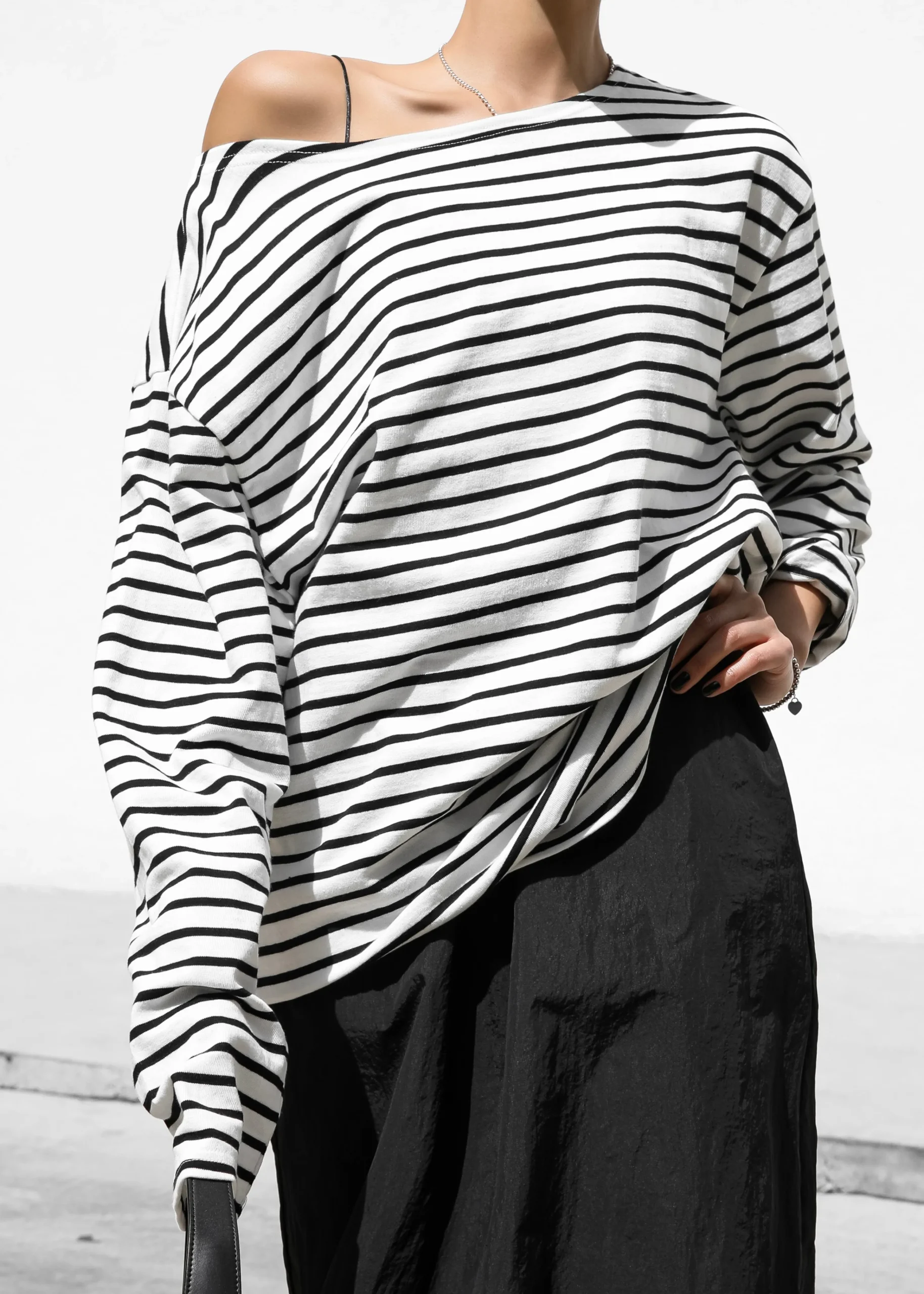 The Frankie Shop Elin Boatneck Top Black Stripe Discount