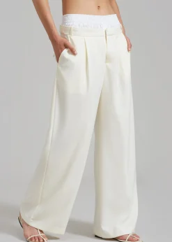 The Frankie Shop Ellie Darted Boxer Trousers Cream New