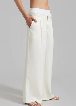 The Frankie Shop Ellie Darted Boxer Trousers Cream New