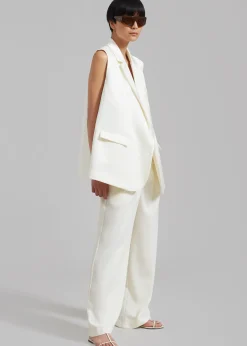 The Frankie Shop Ellie Darted Boxer Trousers Cream New