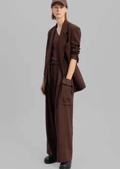 The Frankie Shop Elna Double Breasted Blazer Brown Discount
