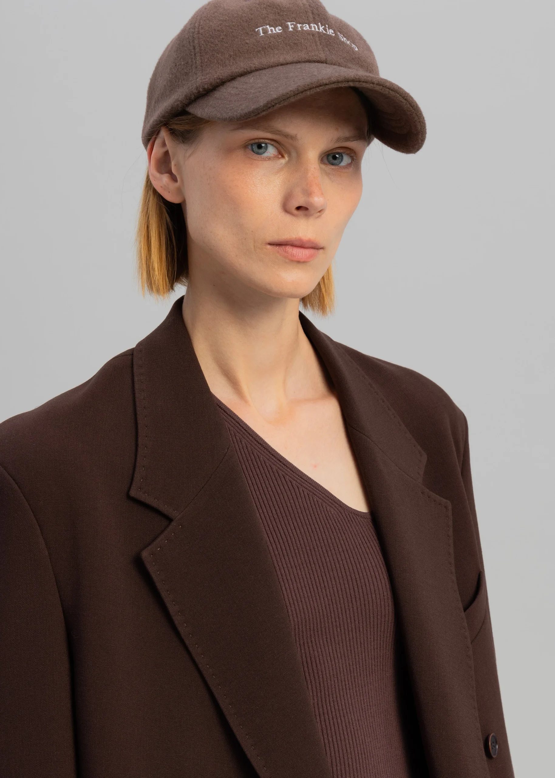 The Frankie Shop Elna Double Breasted Blazer Brown Discount