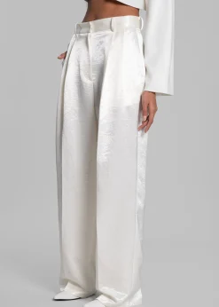 The Frankie Shop Elvira Pleated Trousers Ivory New
