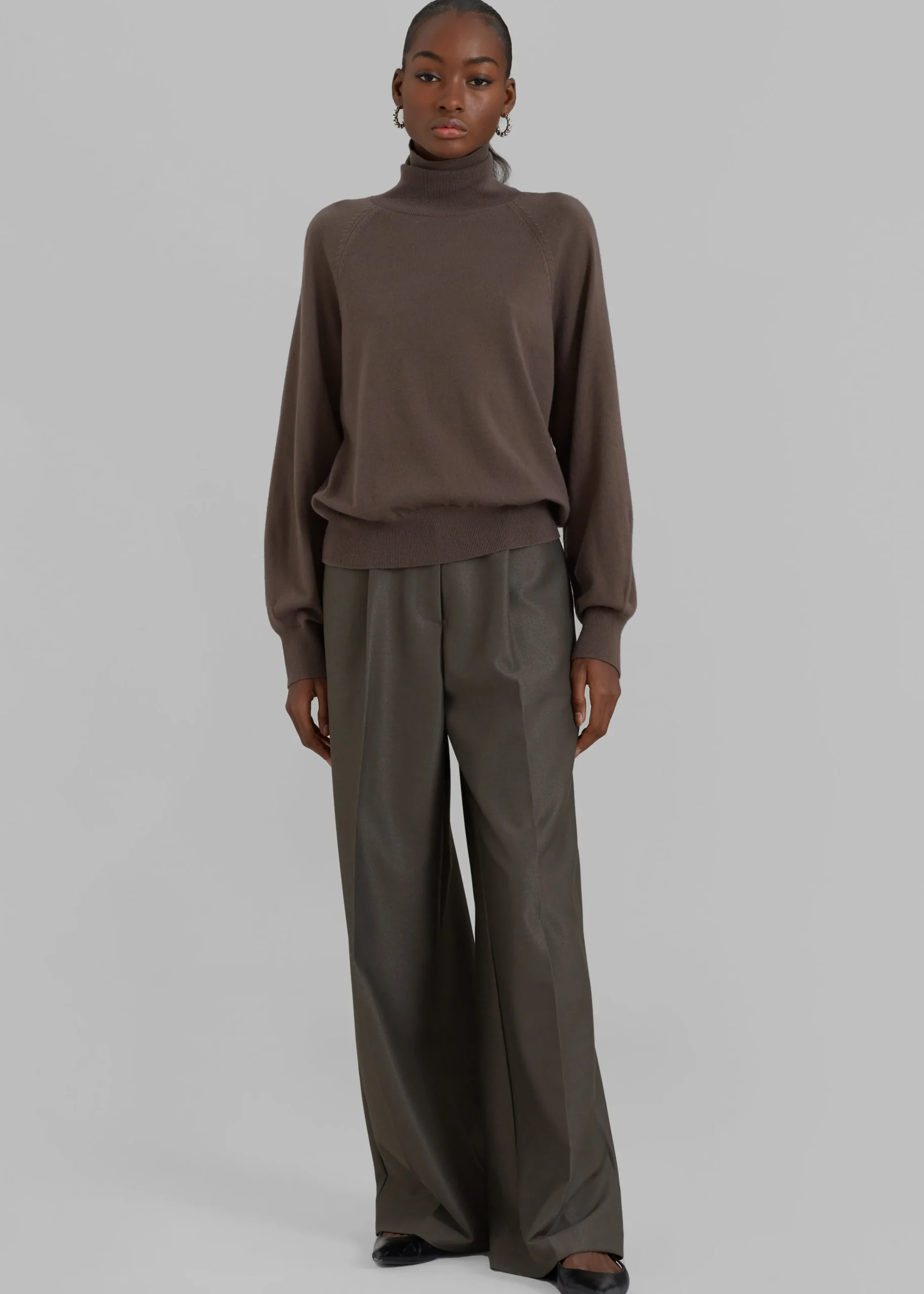 The Frankie Shop Emilie Wide Leg Pants Dark Olive