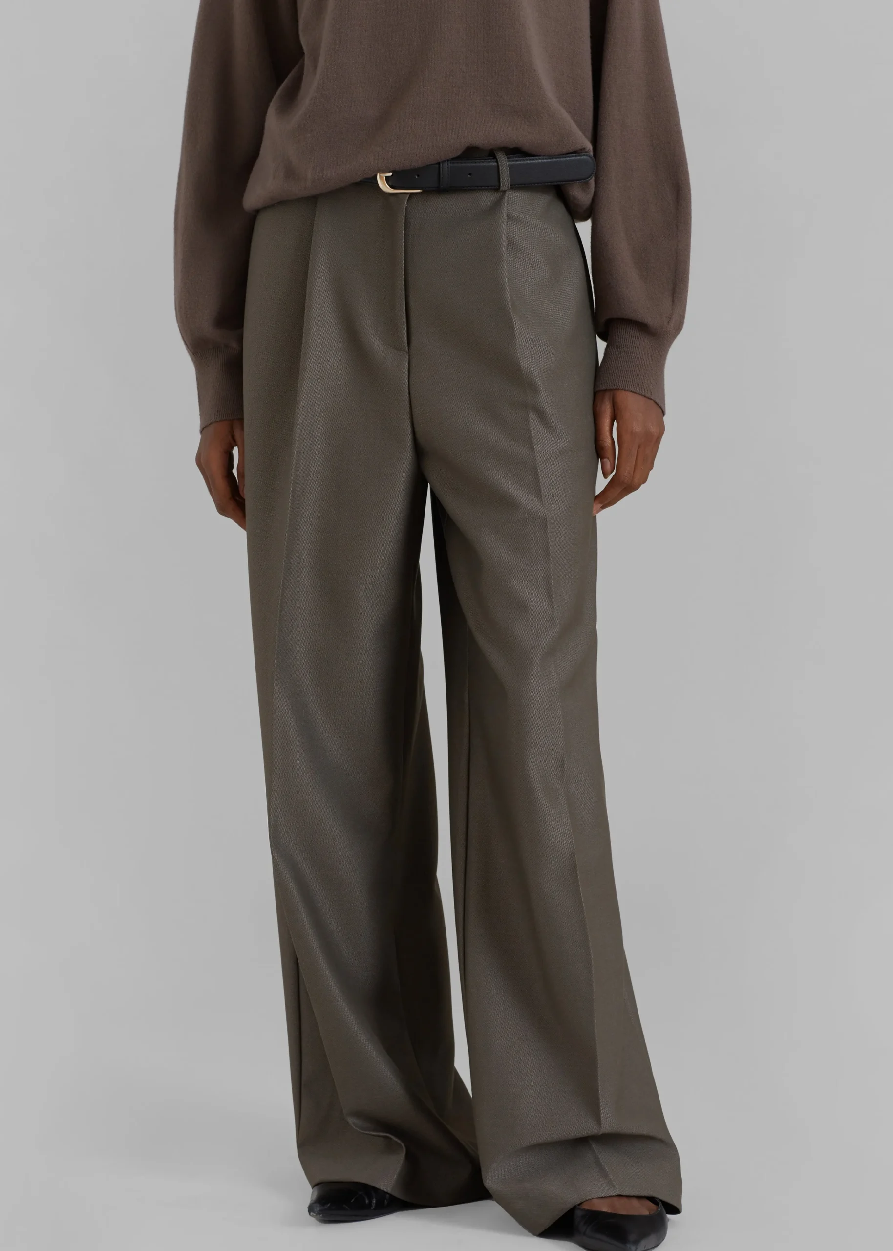 The Frankie Shop Emilie Wide Leg Pants Dark Olive