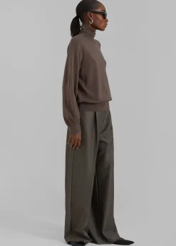 The Frankie Shop Emilie Wide Leg Pants Dark Olive