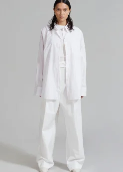 The Frankie Shop Erin Roll Up Shirt Pink Stripe Best