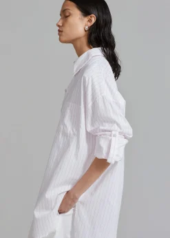 The Frankie Shop Erin Roll Up Shirt Pink Stripe Best