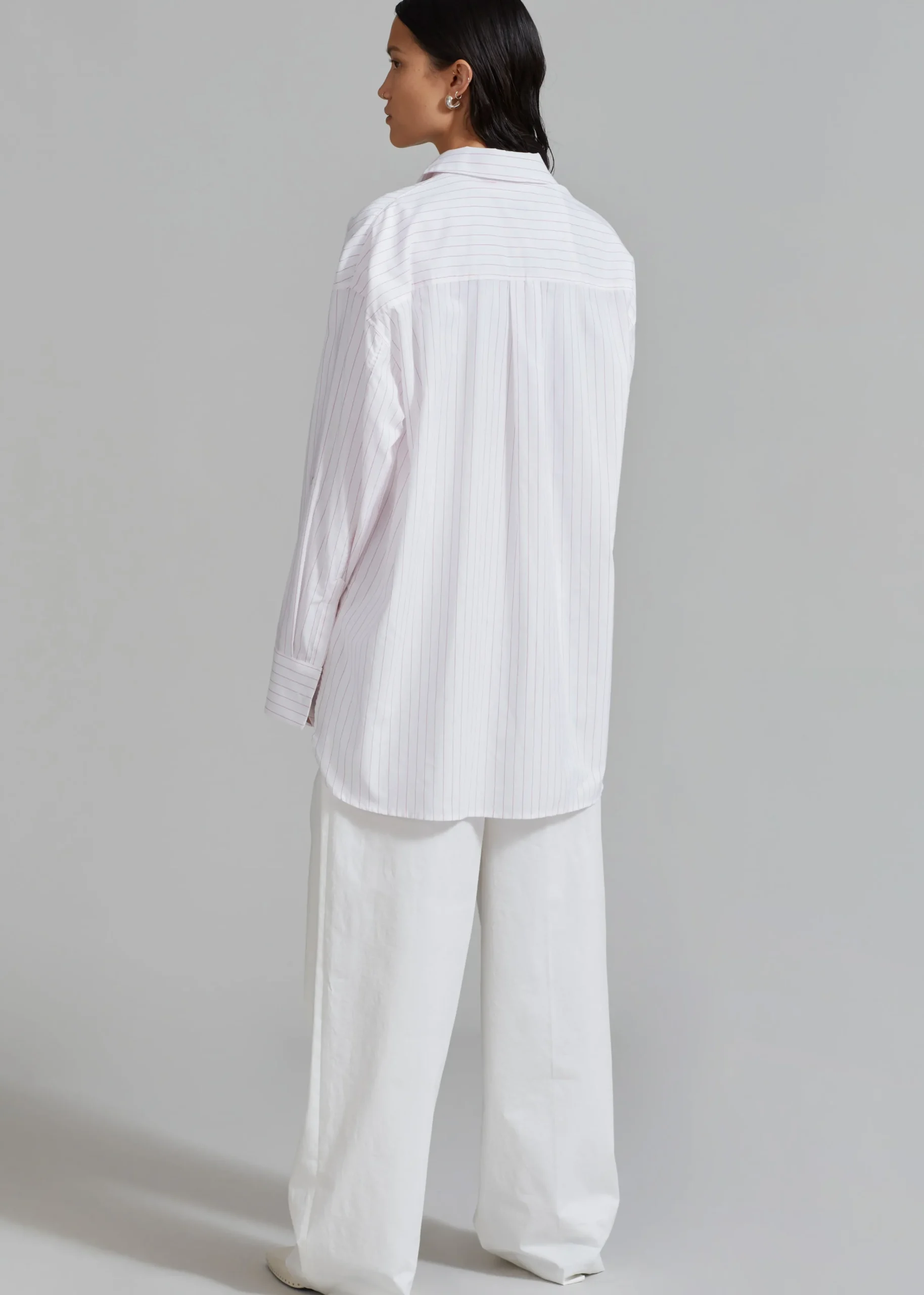 The Frankie Shop Erin Roll Up Shirt Pink Stripe Best