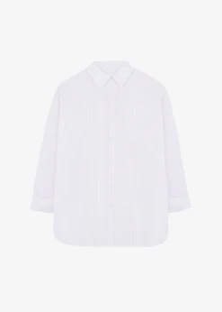 The Frankie Shop Erin Roll Up Shirt Pink Stripe Best