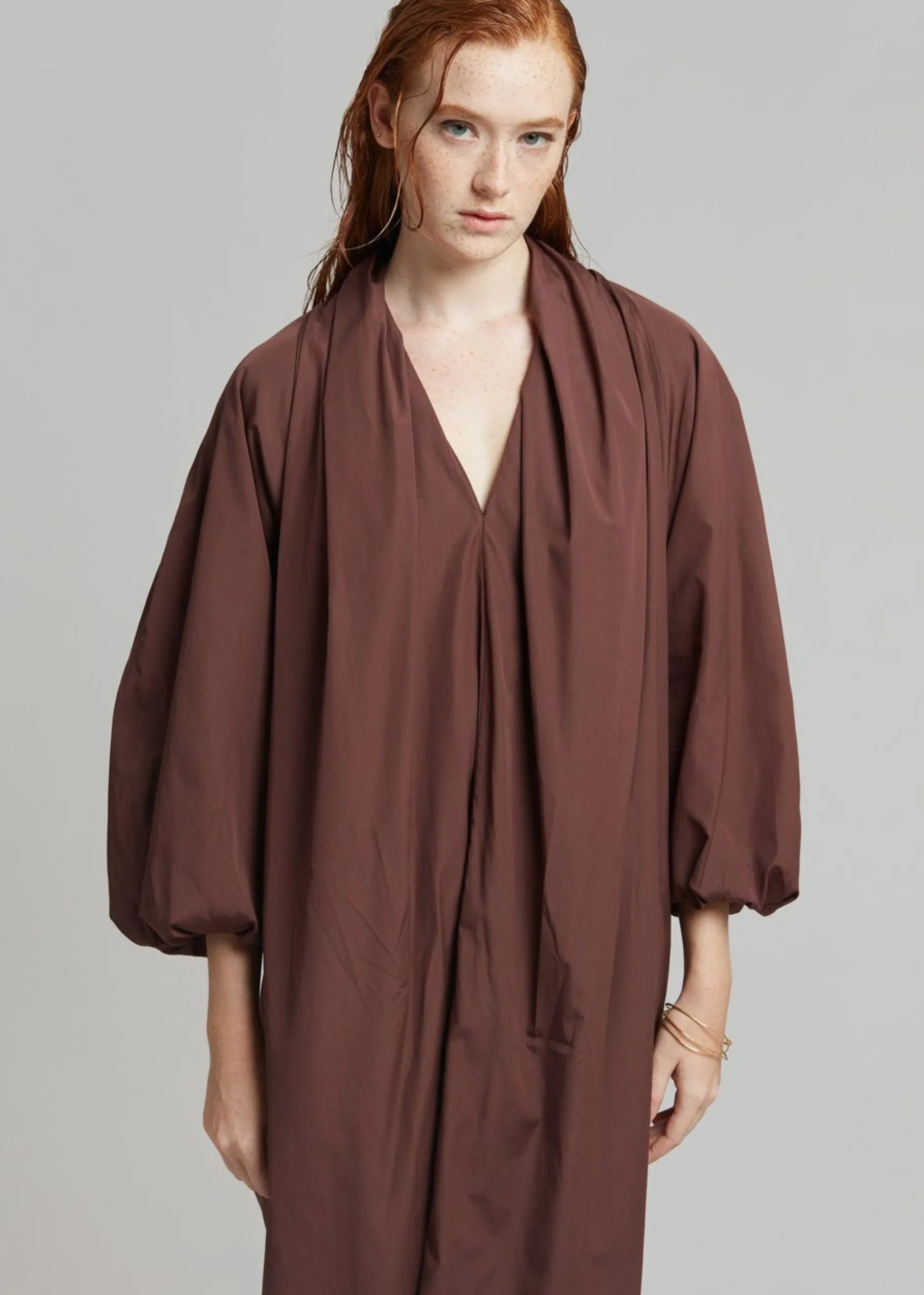 The Frankie Shop Esse Studios Collected Long Dress Chocolate New