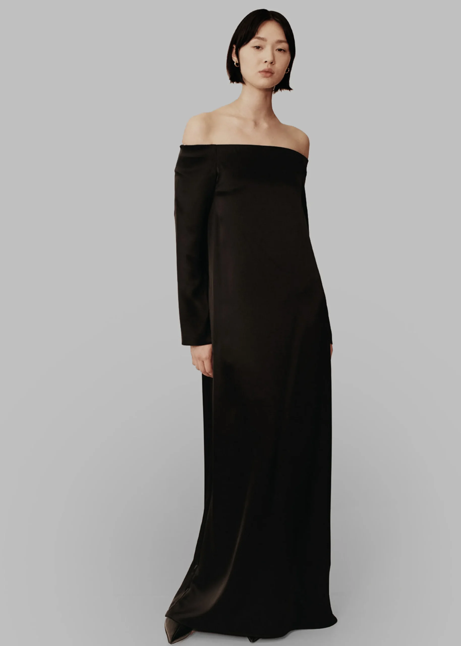 The Frankie Shop Esse Studios Off Shoulder Column Dress Black Clearance