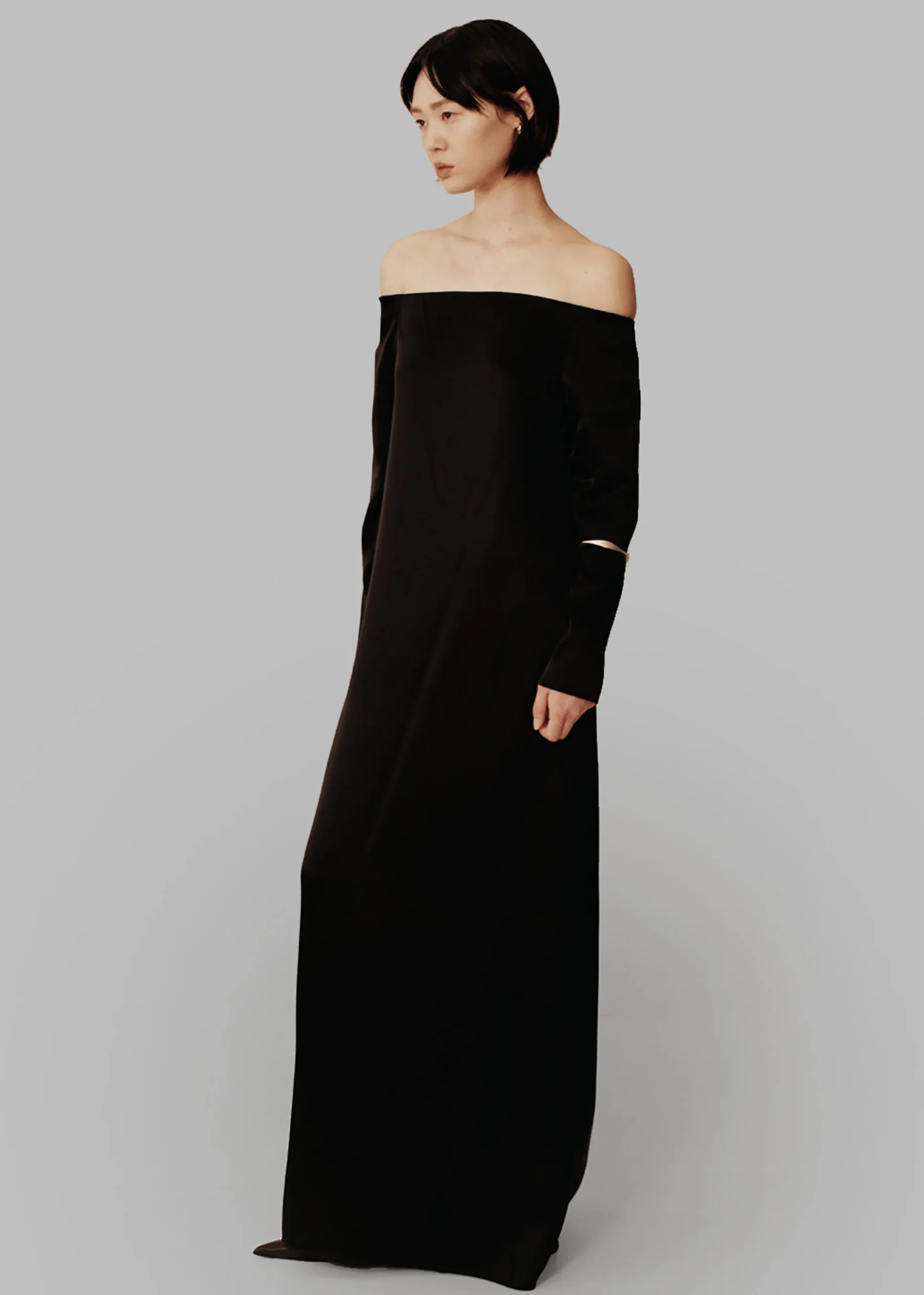 The Frankie Shop Esse Studios Off Shoulder Column Dress Black Clearance