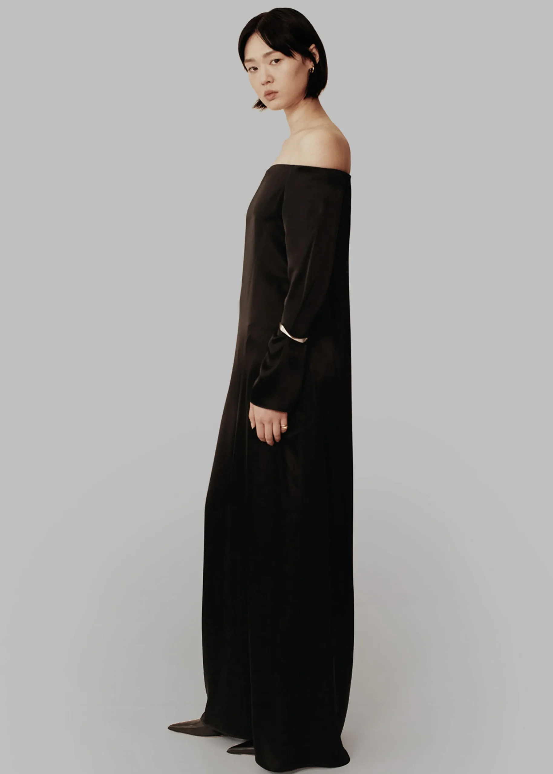 The Frankie Shop Esse Studios Off Shoulder Column Dress Black Clearance